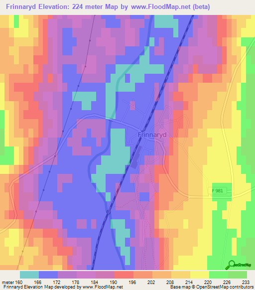 Frinnaryd,Sweden Elevation Map