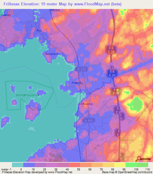 Frillesas,Sweden Elevation Map