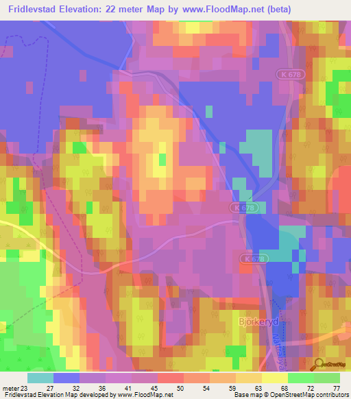 Fridlevstad,Sweden Elevation Map