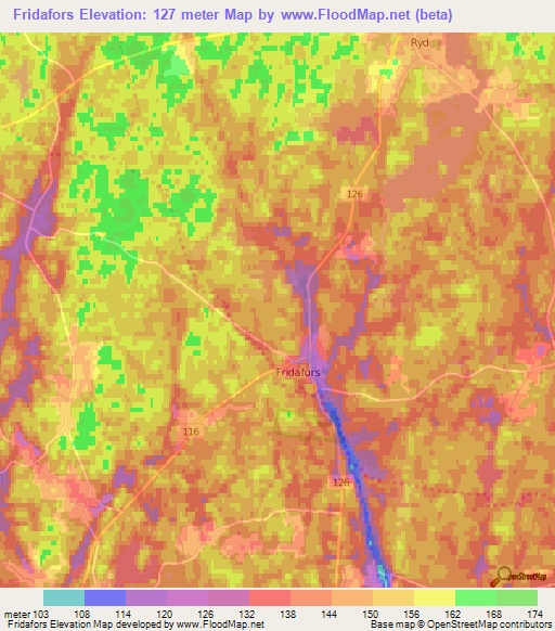 Fridafors,Sweden Elevation Map