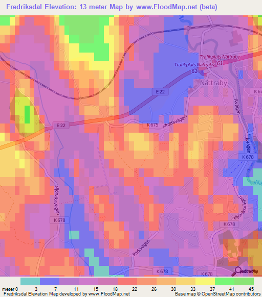 Fredriksdal,Sweden Elevation Map