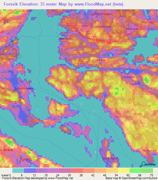 Forsvik,Sweden Elevation Map