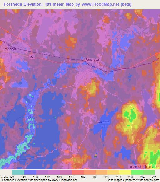 Forsheda,Sweden Elevation Map