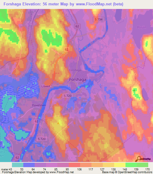 Forshaga,Sweden Elevation Map