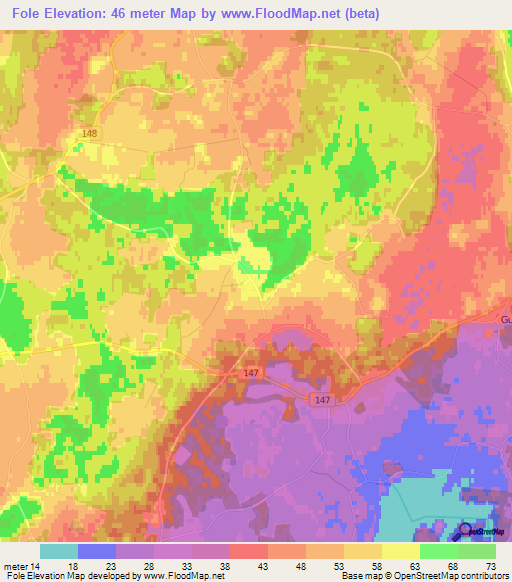 Fole,Sweden Elevation Map