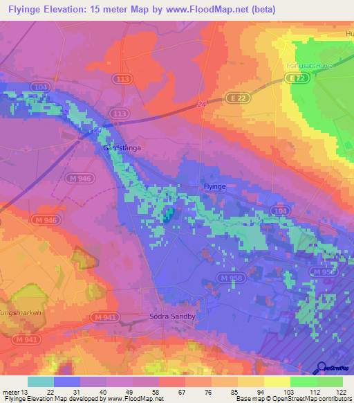 Flyinge,Sweden Elevation Map