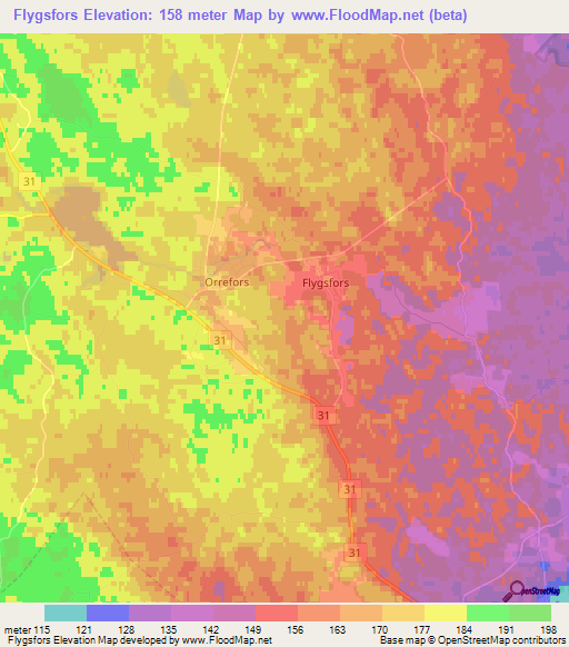 Flygsfors,Sweden Elevation Map