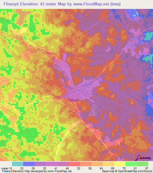 Fliseryd,Sweden Elevation Map