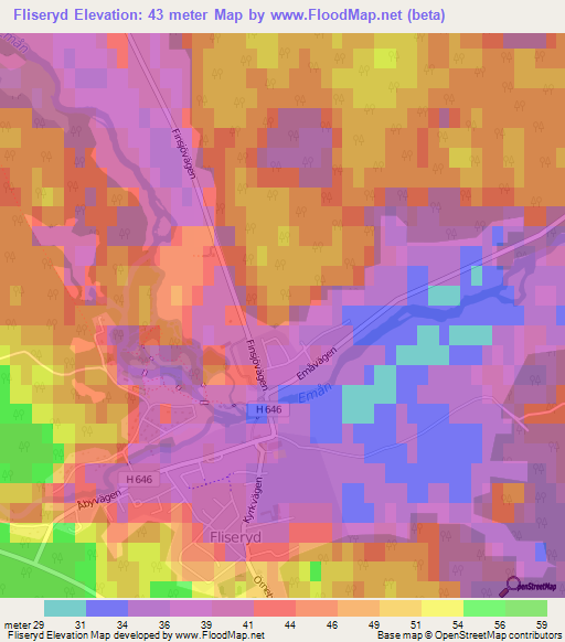 Fliseryd,Sweden Elevation Map