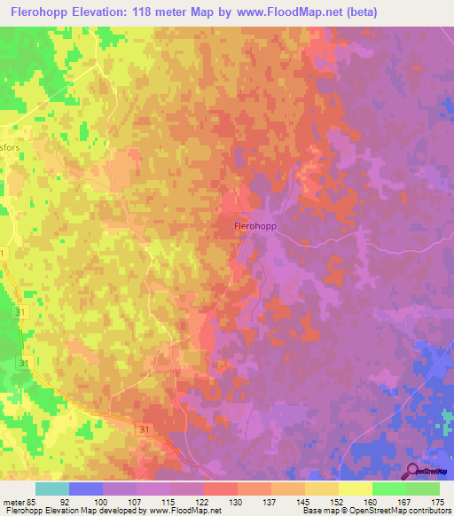 Flerohopp,Sweden Elevation Map