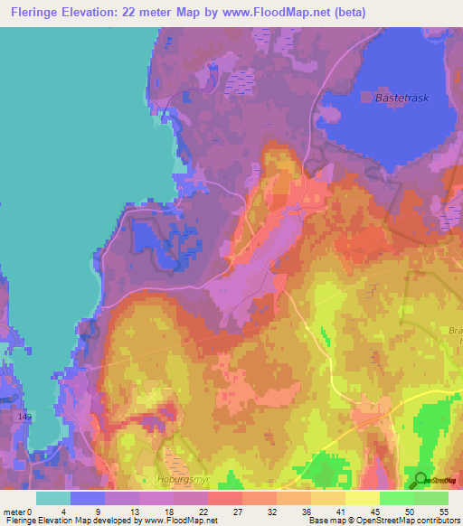 Fleringe,Sweden Elevation Map