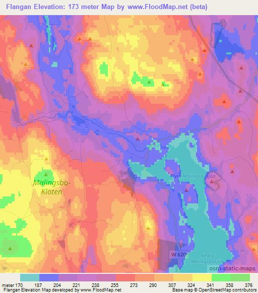 Flangan,Sweden Elevation Map