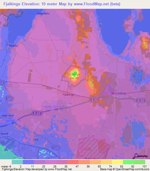 Fjalkinge,Sweden Elevation Map