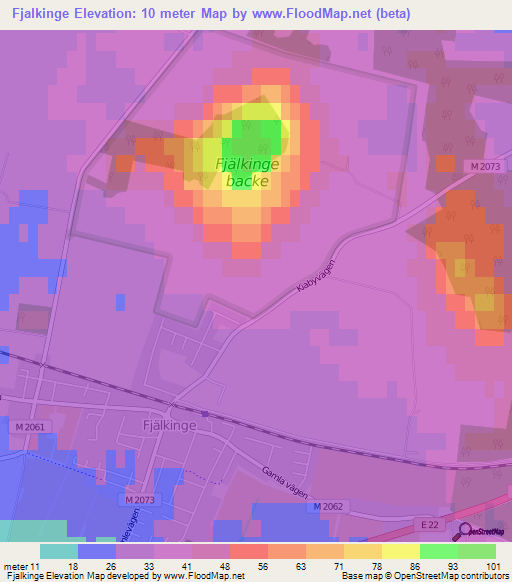 Fjalkinge,Sweden Elevation Map
