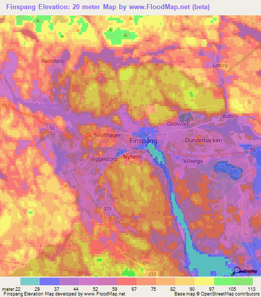 Finspang,Sweden Elevation Map