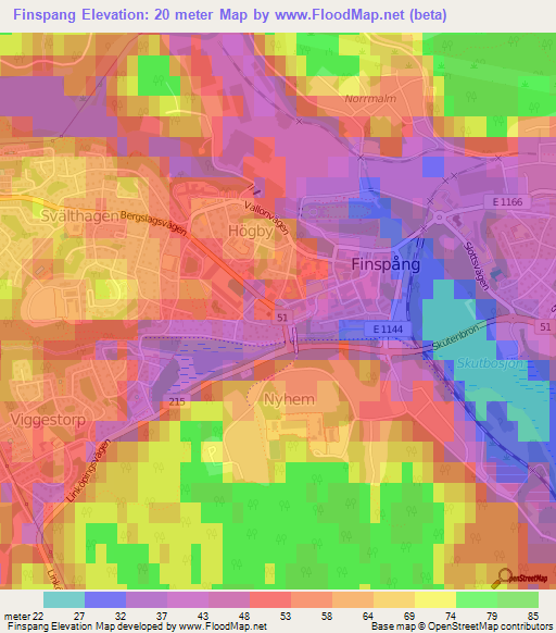 Finspang,Sweden Elevation Map