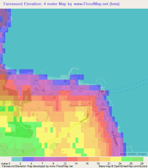 Faroesund,Sweden Elevation Map