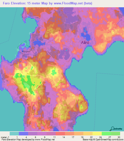 Faro,Sweden Elevation Map