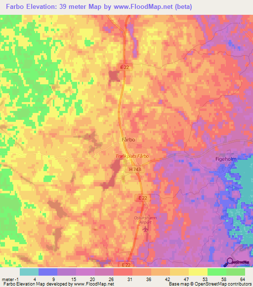 Farbo,Sweden Elevation Map