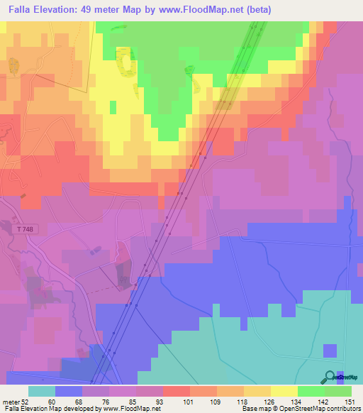 Falla,Sweden Elevation Map