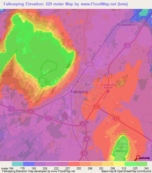 Falkoeping,Sweden Elevation Map