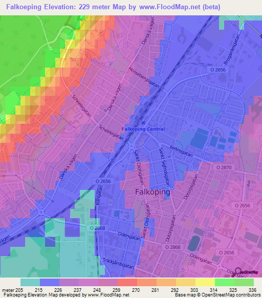 Falkoeping,Sweden Elevation Map