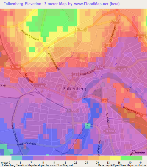 Falkenberg,Sweden Elevation Map