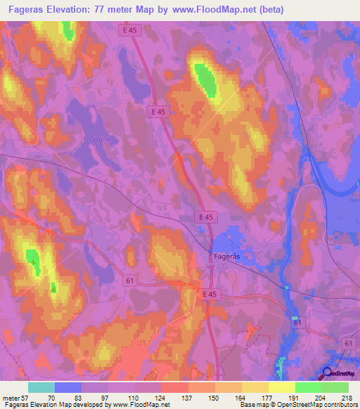 Fageras,Sweden Elevation Map