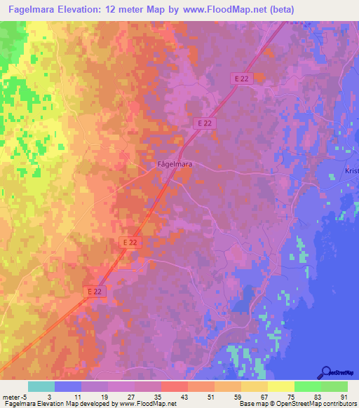 Fagelmara,Sweden Elevation Map