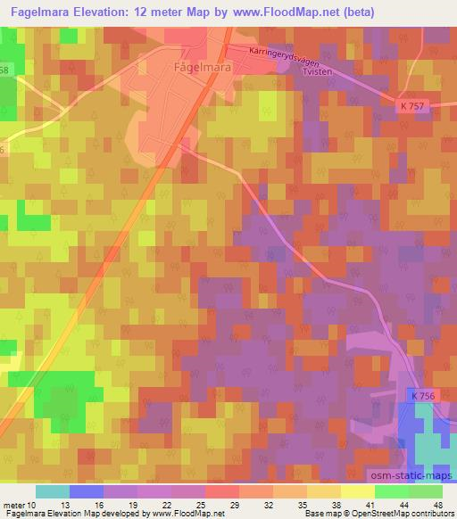 Fagelmara,Sweden Elevation Map