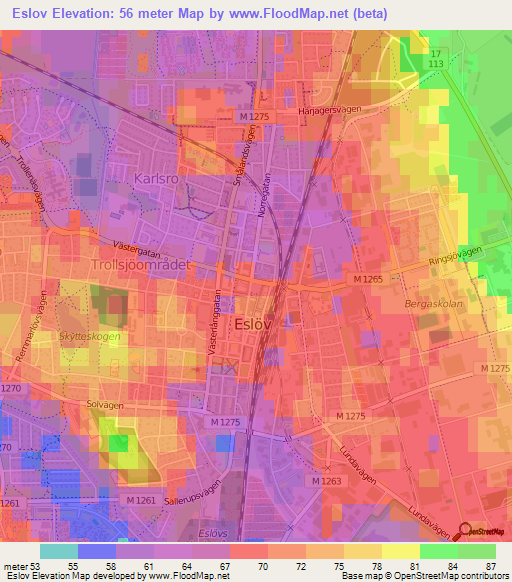 Eslov,Sweden Elevation Map