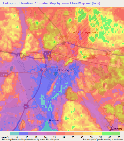 Enkoping,Sweden Elevation Map