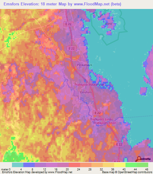 Emsfors,Sweden Elevation Map