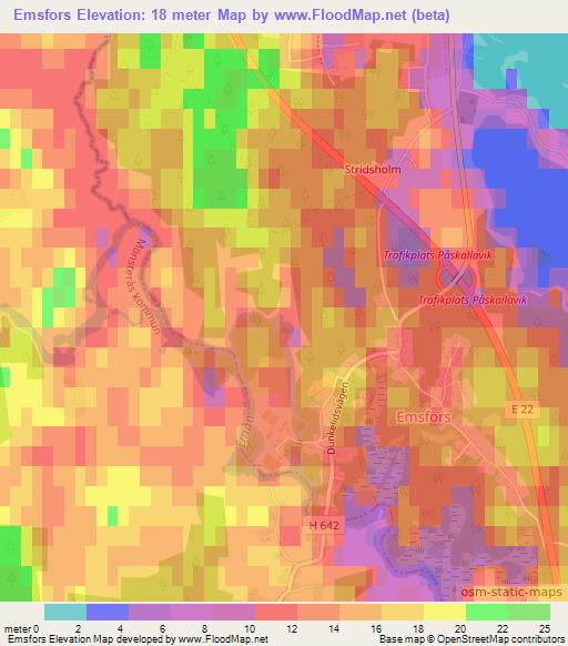 Emsfors,Sweden Elevation Map