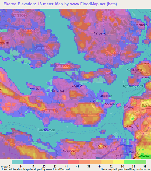 Ekeroe,Sweden Elevation Map