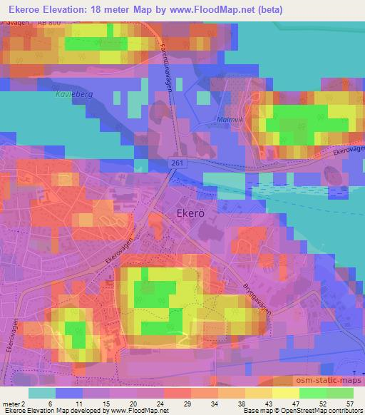 Ekeroe,Sweden Elevation Map