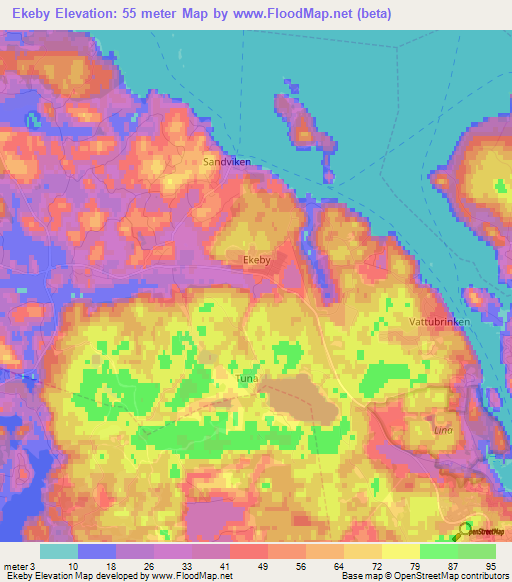 Ekeby,Sweden Elevation Map