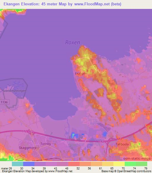 Ekangen,Sweden Elevation Map