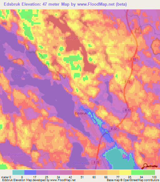 Edsbruk,Sweden Elevation Map