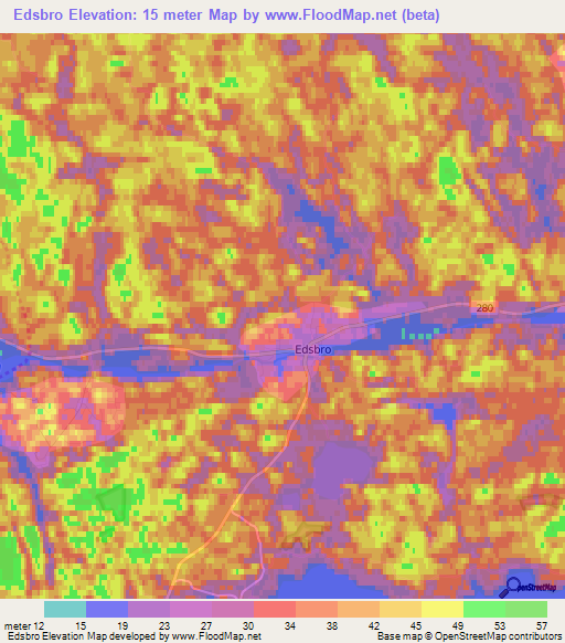 Edsbro,Sweden Elevation Map