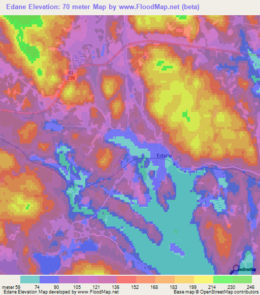 Edane,Sweden Elevation Map