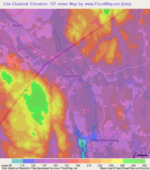 Eda Glasbruk,Sweden Elevation Map