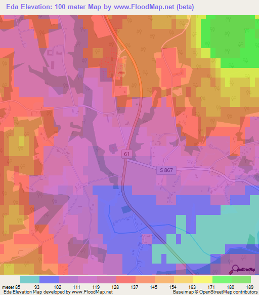 Eda,Sweden Elevation Map