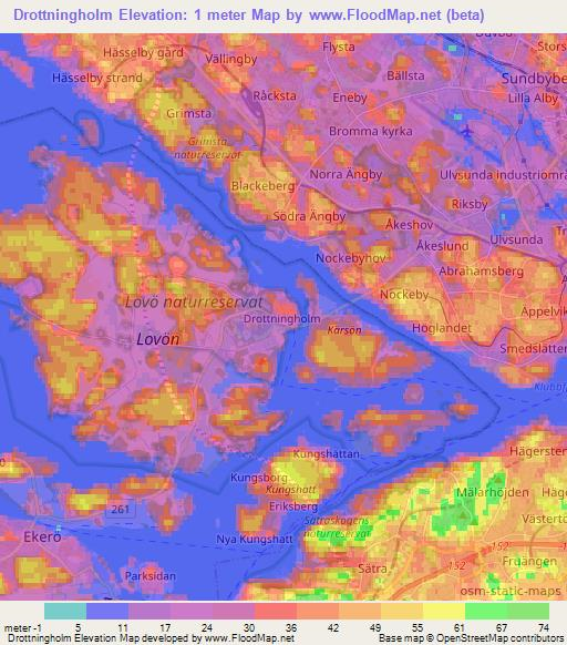 Drottningholm,Sweden Elevation Map