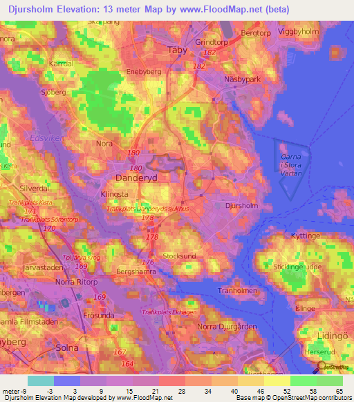 Djursholm,Sweden Elevation Map