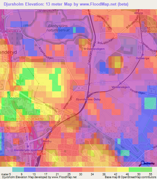 Djursholm,Sweden Elevation Map