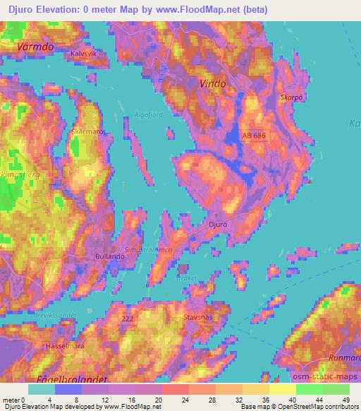 Djuro,Sweden Elevation Map