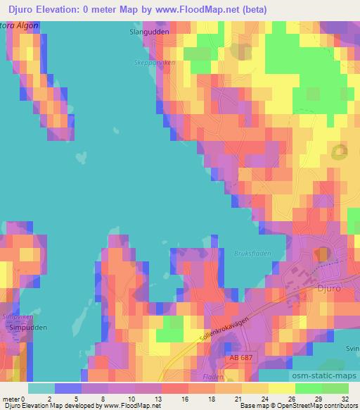 Djuro,Sweden Elevation Map