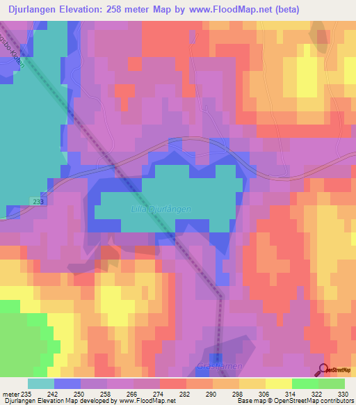 Djurlangen,Sweden Elevation Map