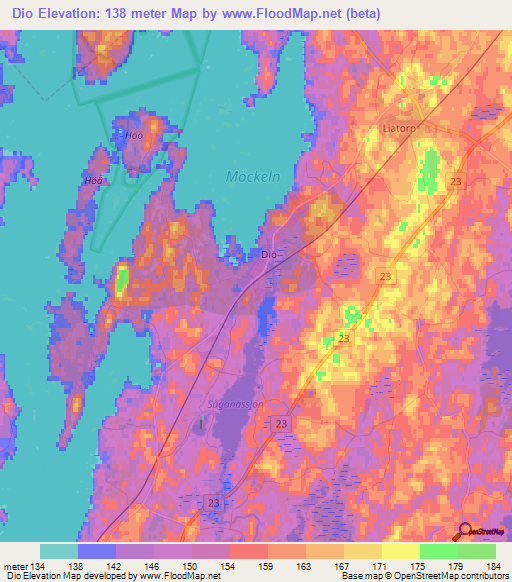 Dio,Sweden Elevation Map